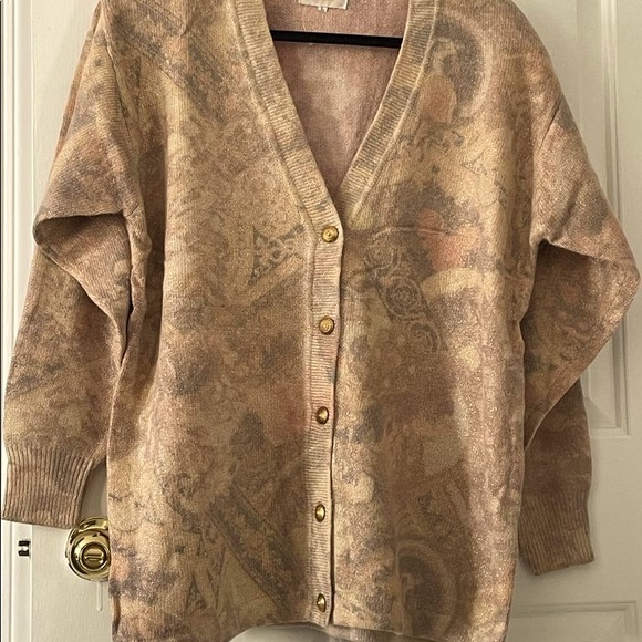 Sweaters - NEW Elegant Beige Cream Multi Colour V-Neck Cardigan Coat 🧥 NWTO